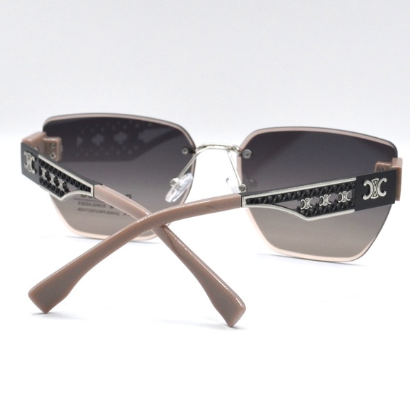 Celine Women Rimless Sunglasses | Tan/Silver/Black | New | No Box | No Tags - Picture 8 of 16